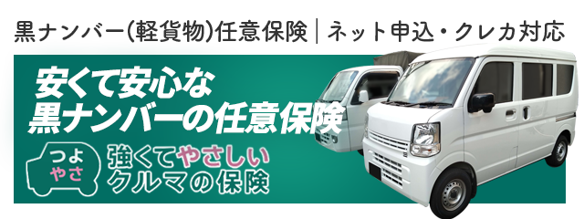 黒ナンバー(軽貨物)任意保険｜ネット申し込み・クレカ対応の安くて安心、強くてやさしい車の保険
