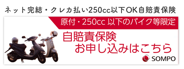 損保ジャパンの原付・250cc以下のバイク盗限定自賠責保険